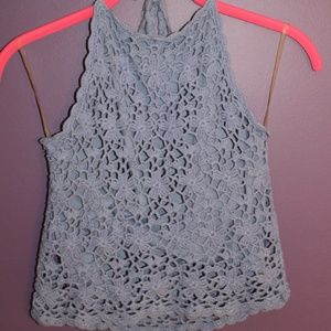 Blue Crochet Halter Top